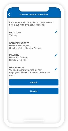 Ecoclean Service-App - Service requests Ecoclean Service-App - Service requests